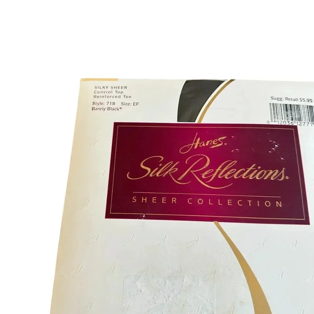 Hanes Silk Reflections Set of Four Sheer Control Top Panty Hose Black EF NEW
